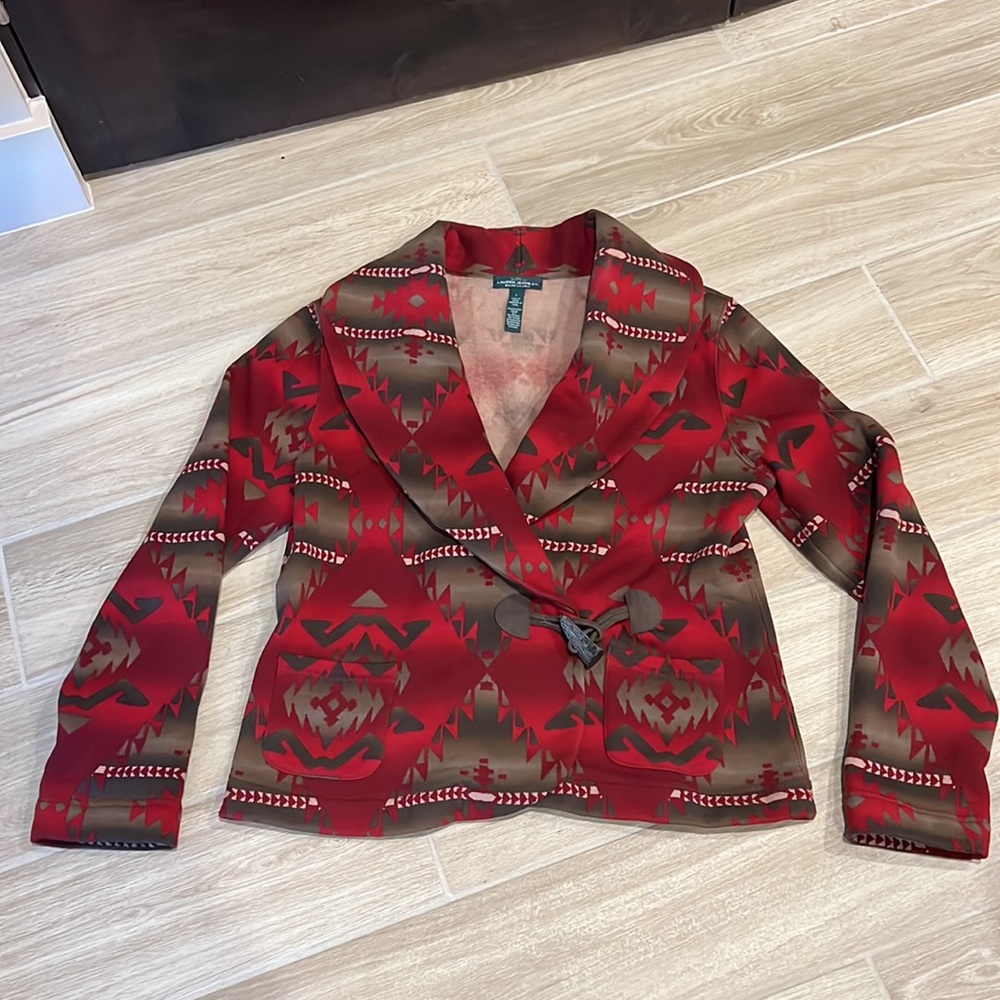 Ralph Lauren jeans LRL cardigan size L Aztec print toggle sweater southwestern
